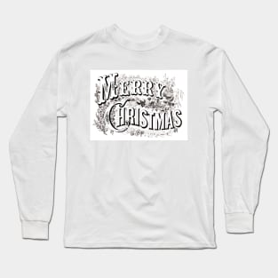Vintage Merry Christmas Sketch Long Sleeve T-Shirt